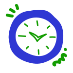 A graphic icon of a clock